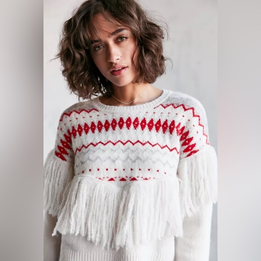ECOTE Southwestern Sweater with Fringe NEW Size XS
